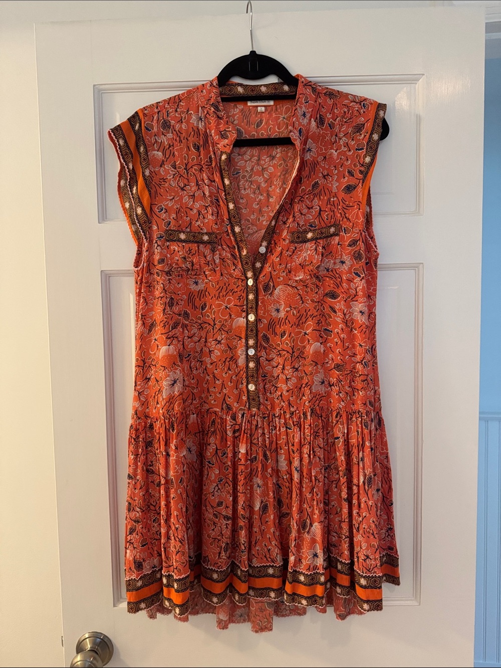 Poupette St. Barth Orange Floral Sleeveless Tunic Dress